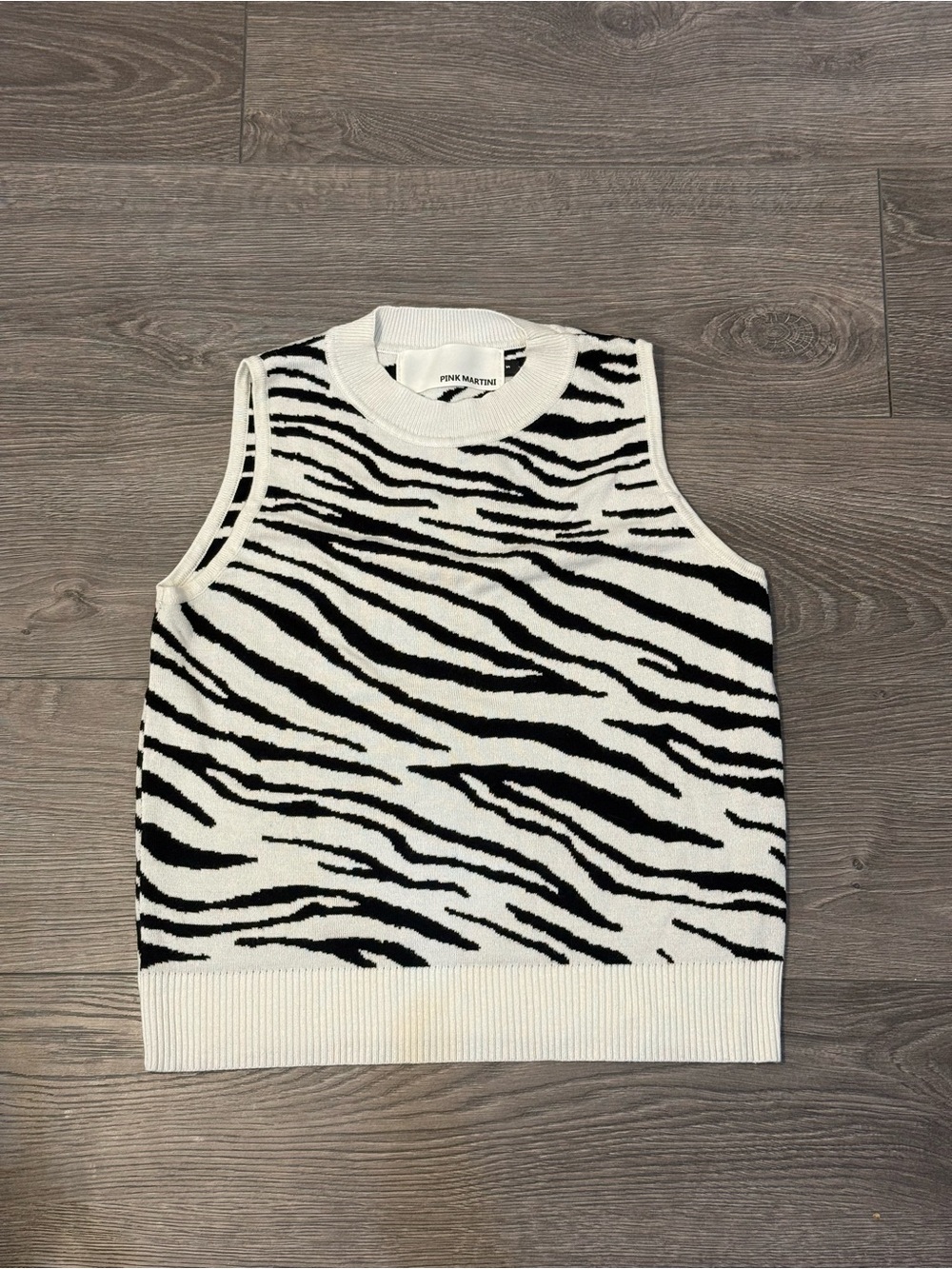 Women’s Pink Martini zebraPrint Knit Tank Top – White & Black
